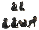 Ebros Whimsical Monkey See Monkey Do Set of 6 Chimpanzee Multi Pose Figurines