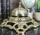 Large Vintage Antique Style Ornate Floral Victorian Brass Front Desk Hotel Bell