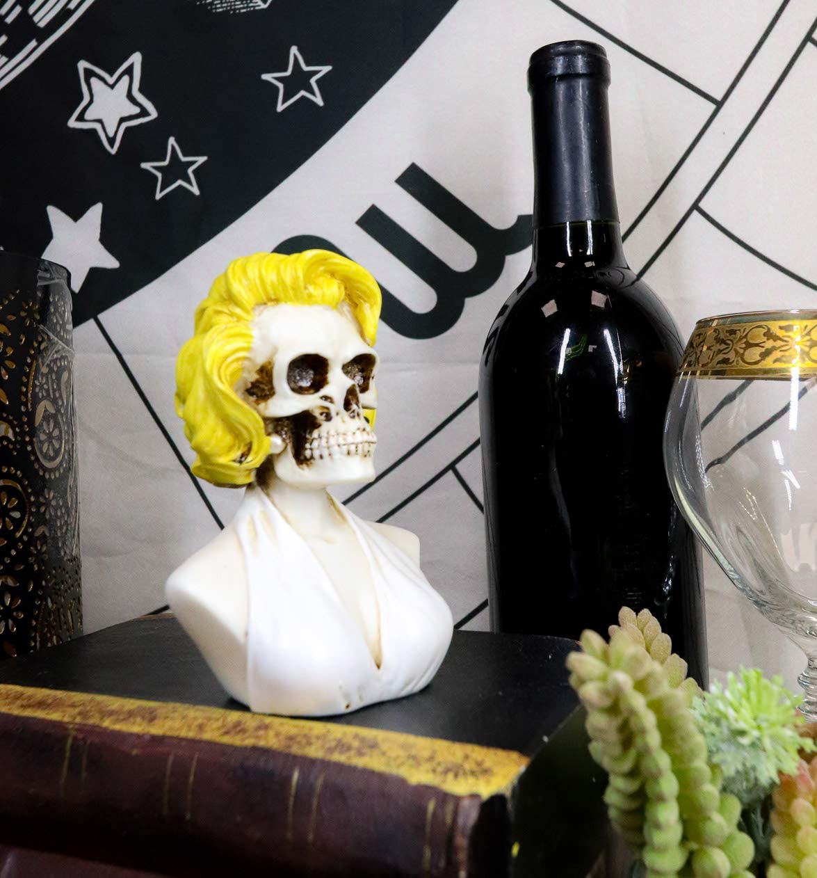 Ebros Day of The Dead Sugar Skull Blonde Marilyn In Iconic White Dress Figurine - Ebros Gift