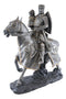 Medieval Fleur De Lis French Knight With Dragon Helmet On Armored Horse Statue