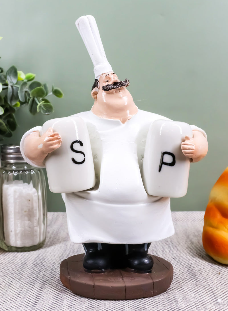 Big Chef Mario With Tall Hat Salt And Pepper Shakers Holder Figurine 6.25"H