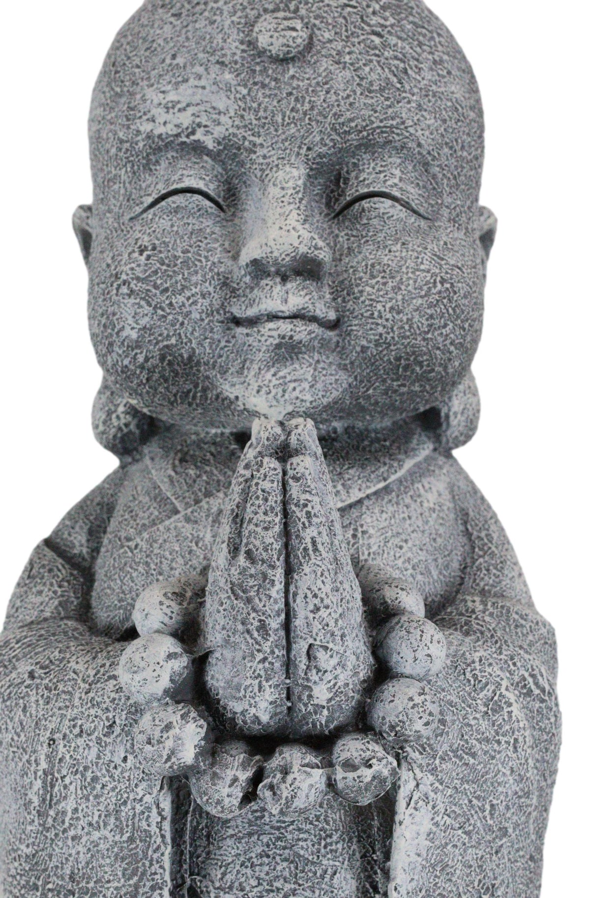 20"H Large Jizo Buddha Monk With Prayer Beads On Lotus Throne Garden Statue
