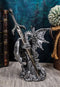 Ebros Gift Legendary Silver Dragon Protecting Castle Tower Letter Opener Figurine Sculpture Home and Office Decorative Sculpture Medieval Renaissance Dungeons and Dragons Fantasy