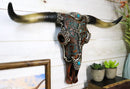 20" L Rustic Western Tooled Leather Cross Longhorn Bull Cow Skull Wall Decor