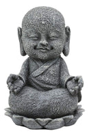 Ebros Zen Meditating Japanese Jizo Monk With Om Hand On Lotus Statue 4" Tall