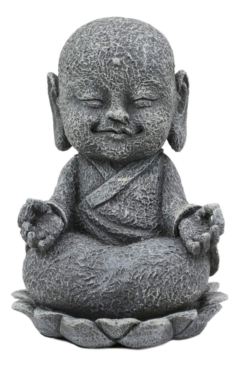 Ebros Zen Meditating Japanese Jizo Monk With Om Hand On Lotus Statue 4" Tall