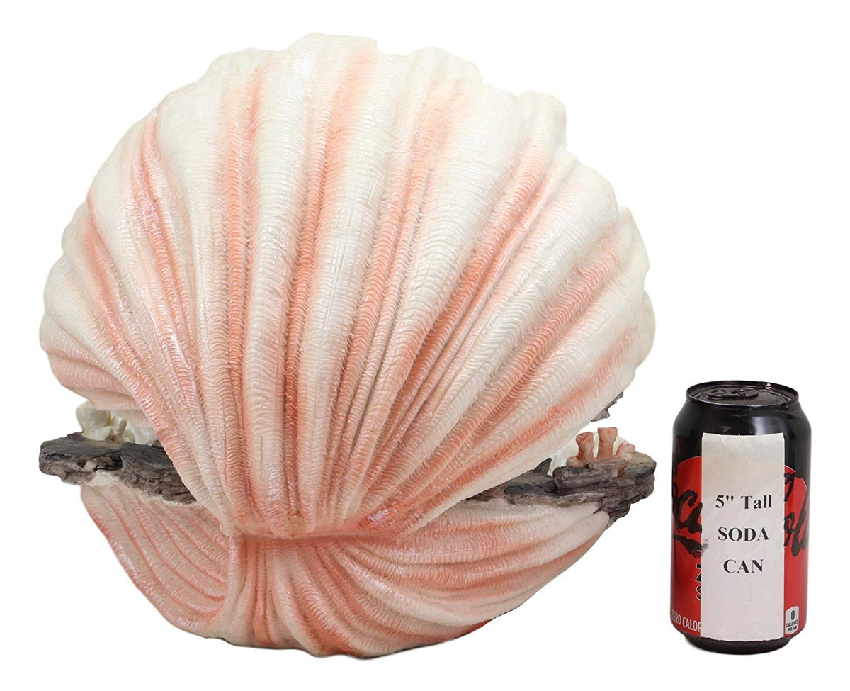 Ebros 12.25" Wide Colorful Nautical Ocean Giant Clam Shell of The Coral Reefs Miniature Mermaids Display Stand Statue Fantasy Mermaid Mergirls - Ebros Gift