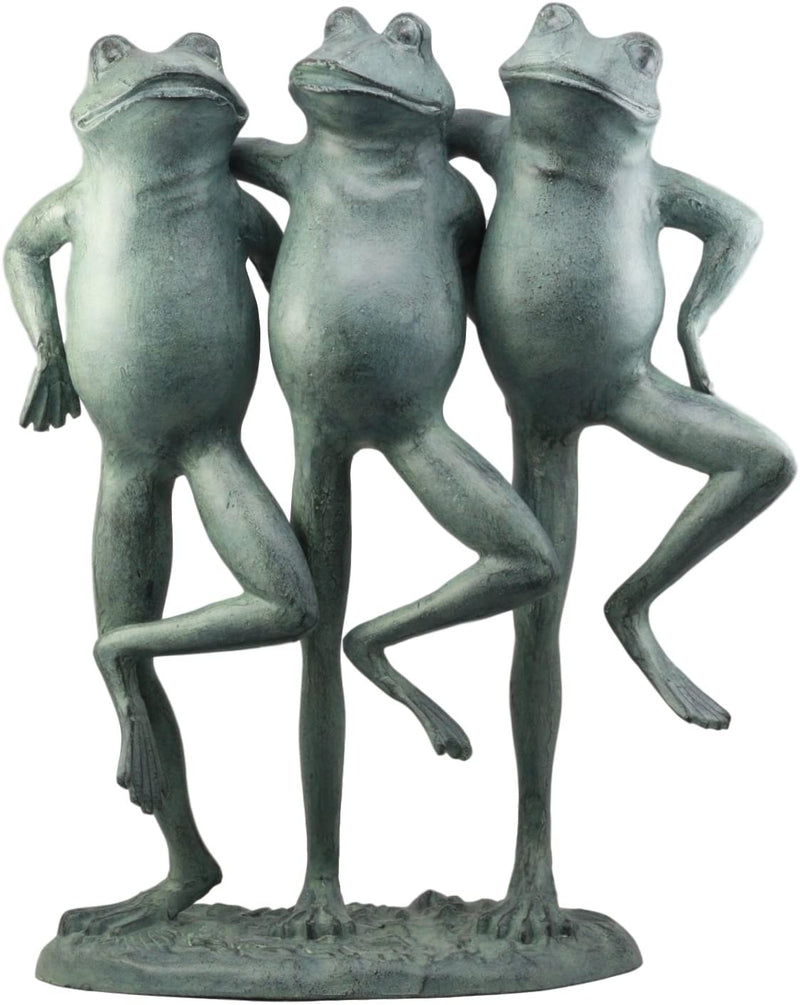 Ebros Aluminum Best Pond Buddies Hand In Hand Dancing Frog Trio Garden Statue 19"H
