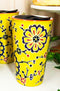 Yellow Floral Cherry Blossoms Ceramic Travel Mug Cup 12oz With Lid Hot Or Cold