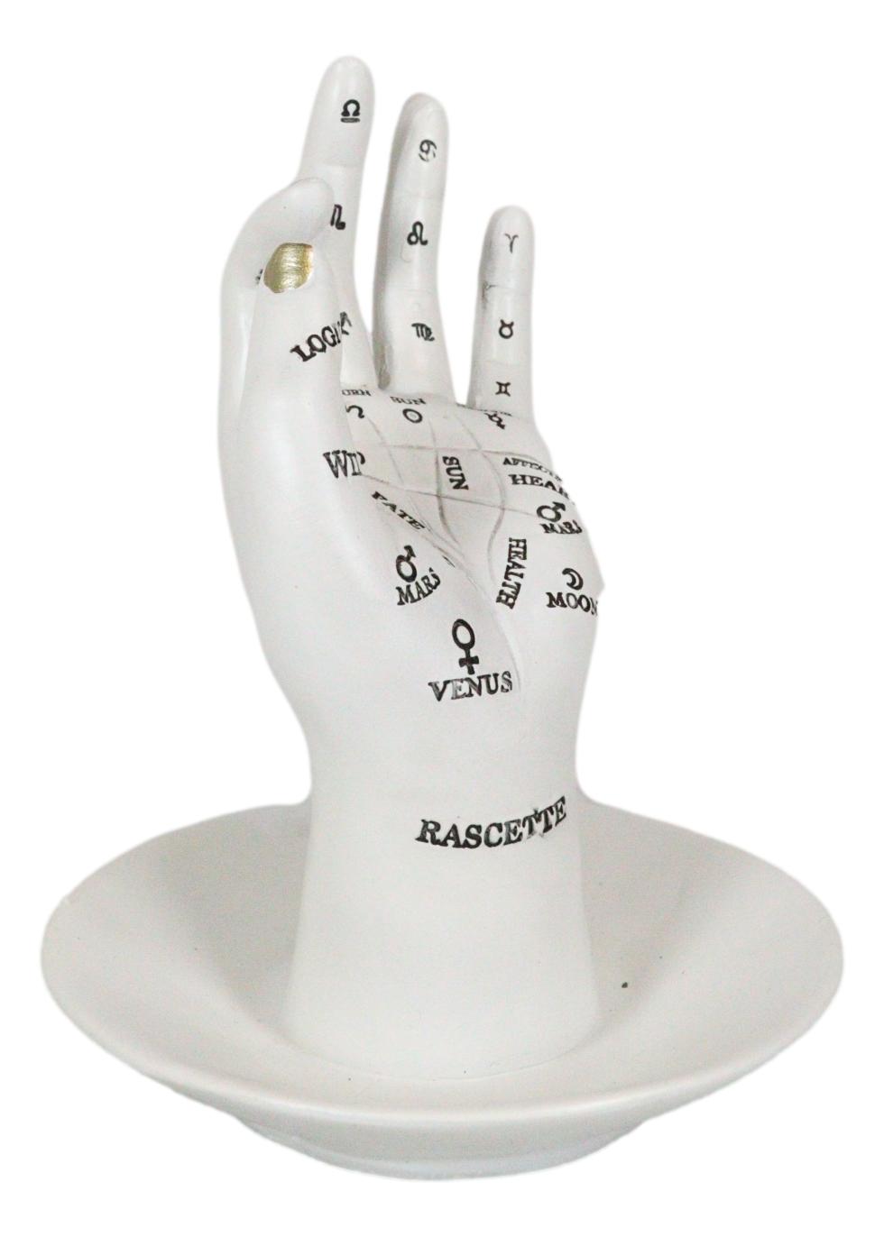 Psychic Fortune Teller Chirology Palmistry Hand Palm Jewelry Dish Rings Holder