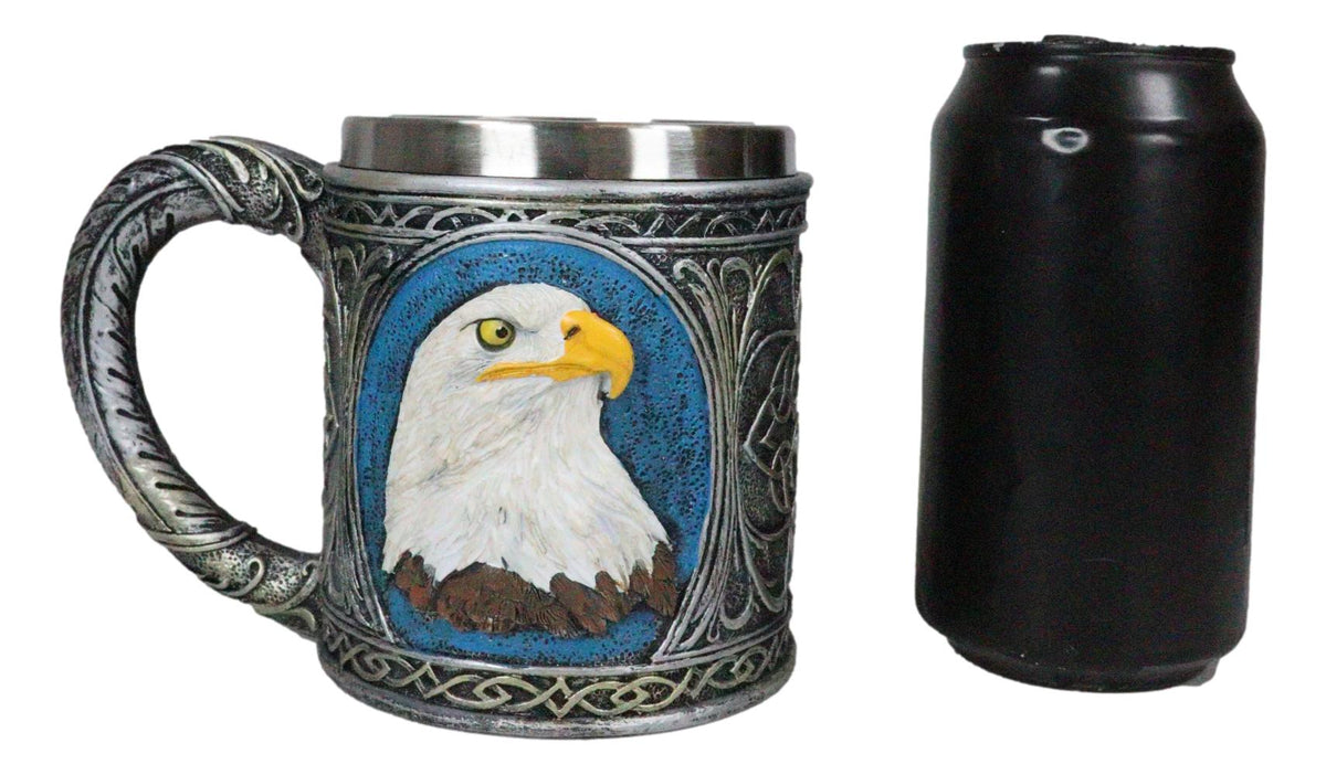 Patriotic Surveyor Majestic Bald Eagle Head Coffee Mug With Celtic Knotwork