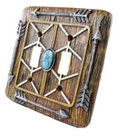 Faux Wood Indian Turquoise 4 Arrows Wall Double Toggle Switch Plates Set Of 2