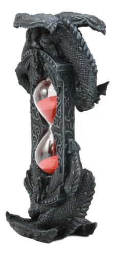 Invertible "Chronos" Gothic Twin Dragons Sand Timer Figurine Dragon Hourglass 8"