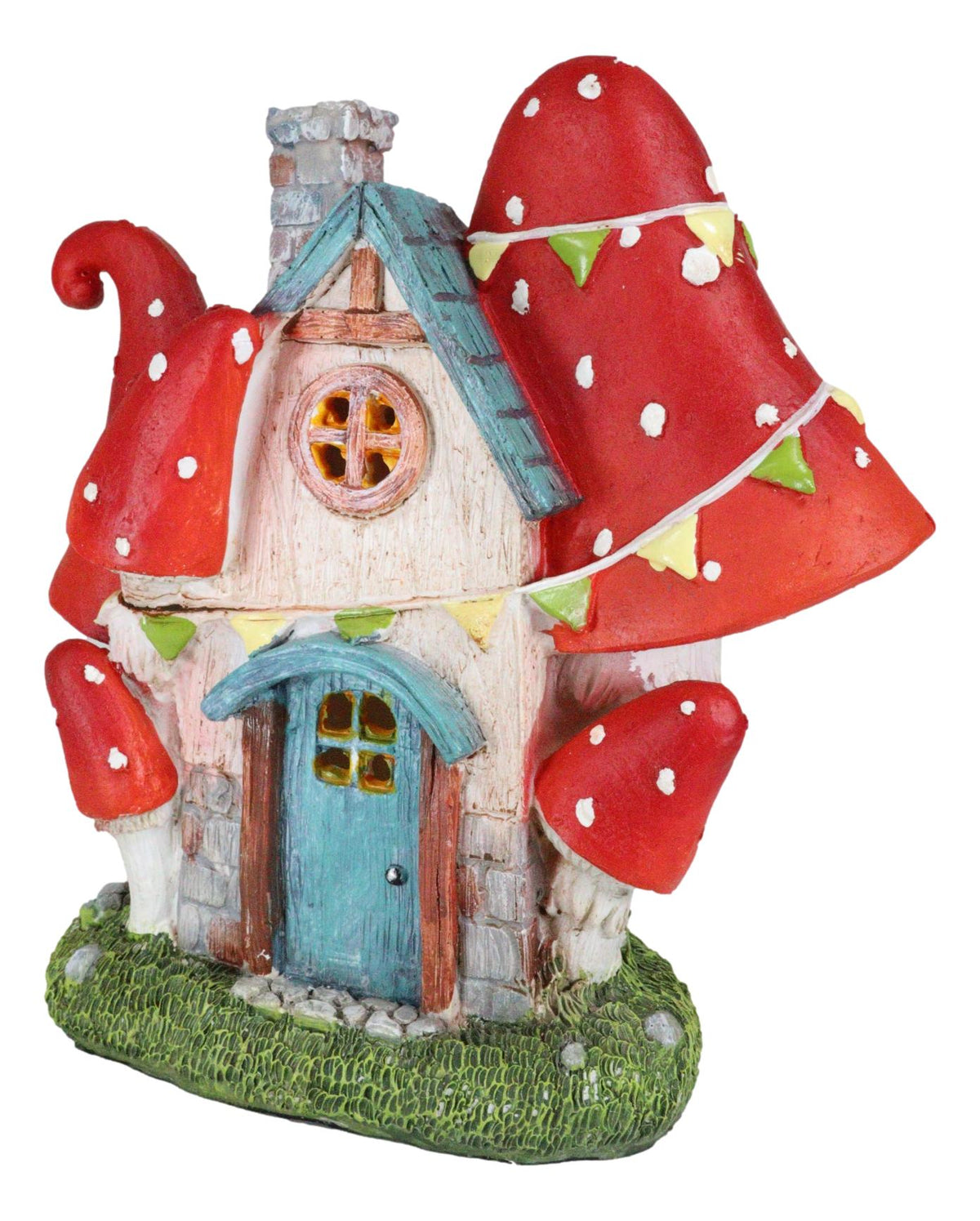 Fantasy LED Light Enchanted Fairy Garden Toadstool Mushrooms Mini Cottage House - Ebros Gift