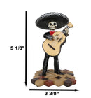 Black Mariachi Band Skeleton Folk Music Bass Player Figurine Day Of The Dead