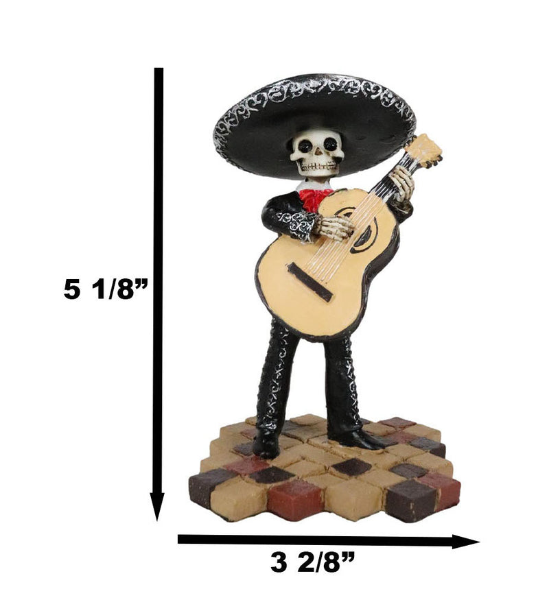 Black Mariachi Band Skeleton Folk Music Bass Player Figurine Day Of The Dead