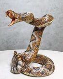 Realistic Ferocious Attacking Diamondback Rattlesnake With Fangs Bared Figurine