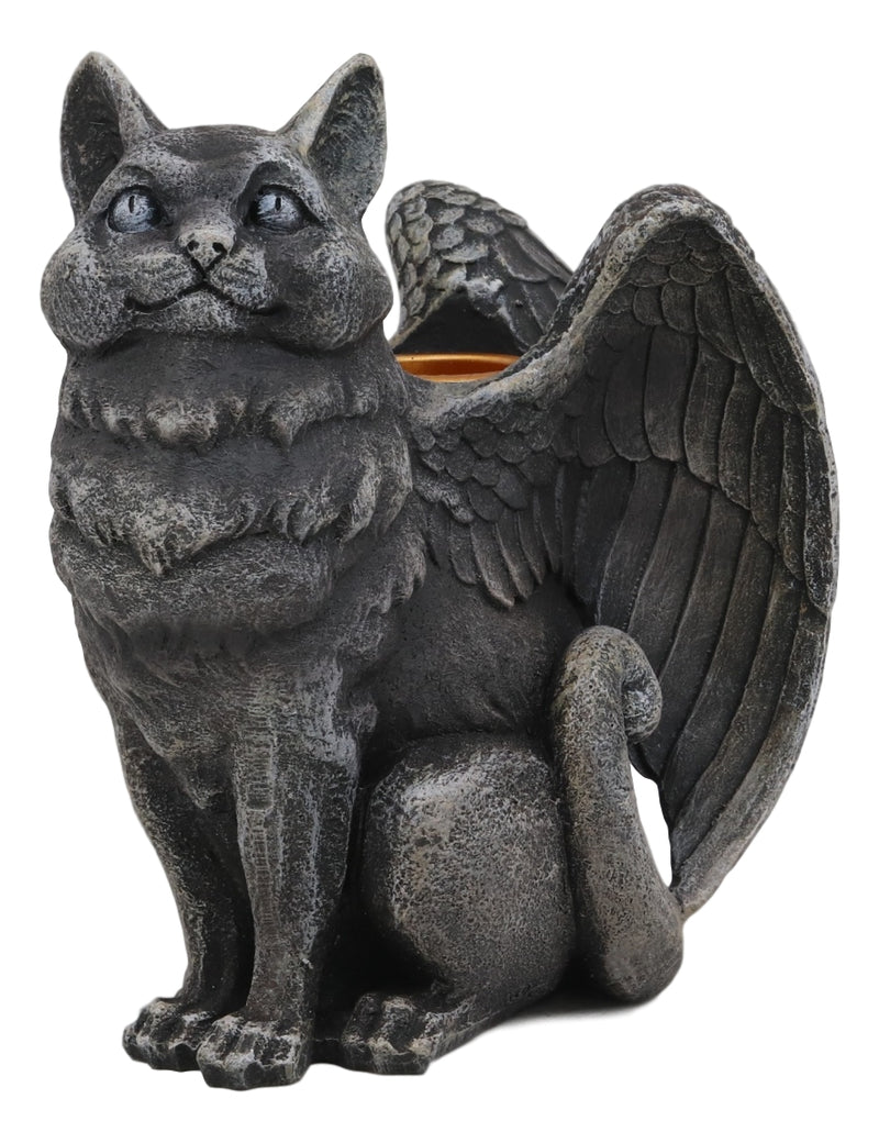 Ebros Gothic Angel Winged Cat Gargoyle Candle Holder Statue