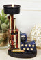 Western Patriotic USA Flag Revolver Pistol Gun Votive Tea Light Candle Holder