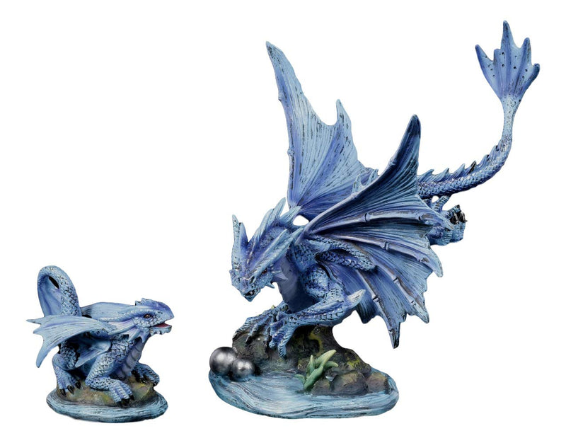 Ebros Mother And Baby Water Dragon Wyrmling Collectible Statue Figurine SET OF 2