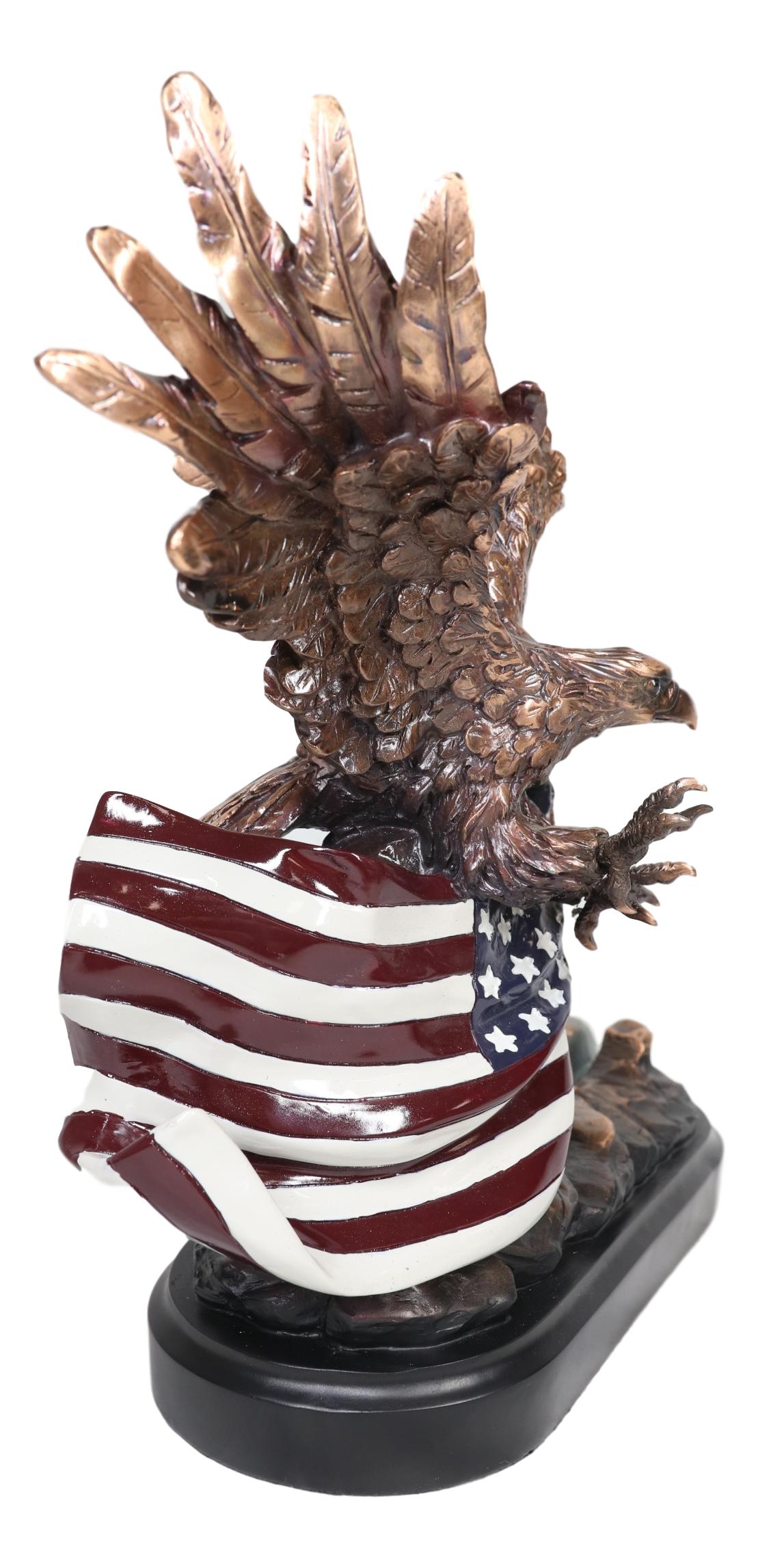 Ebros Bald Eagle W/ Open Wings On American Flag 4"X6" Glass Picture Frame Statue - Ebros Gift