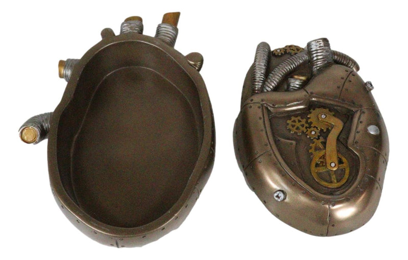 Steampunk Dragon Heart Gear Pulse Radioactive Fire Engine Jewelry Box Figurine