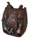 Rustic Western Cowboy Horse Saddle With Indian Feathers Flower Vase Or Planter