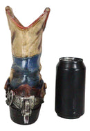 Rustic Western Star Texas Patriot Flag Cowboy Boot With Spur Floral Vase Planter