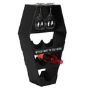 Gothic Vampire Black Coffin Casket Wine Glasses Bottles Rack Shelf Holder Stand