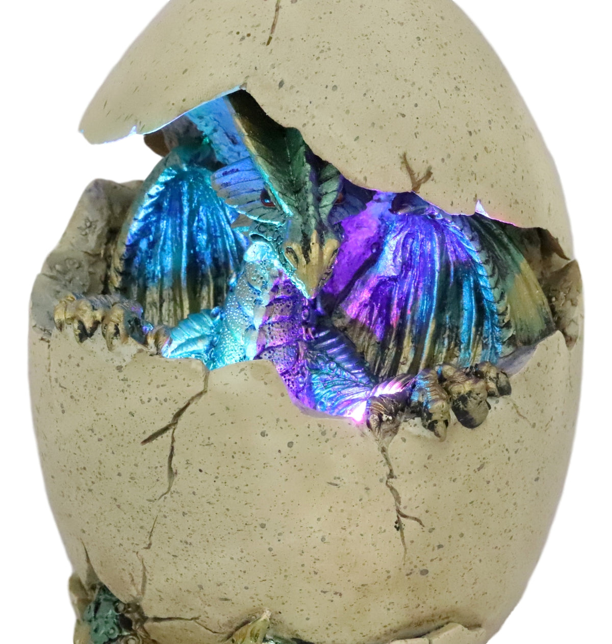 Emerging Green Dragon Egg Hatchling With Colorful LED Night Light Figurine Decor - Ebros Gift