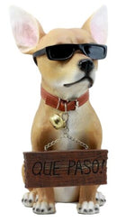Ebros Gift Que Paso Summer Sun Tanning Chihuahua Dog Statue Carefree Puppy with Cool Shades Welcome Greeter Figurine