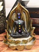 Ebros Spiritual Harmony Chakra Yoga Backflow Cone Incense Burner Statue 6" Tall