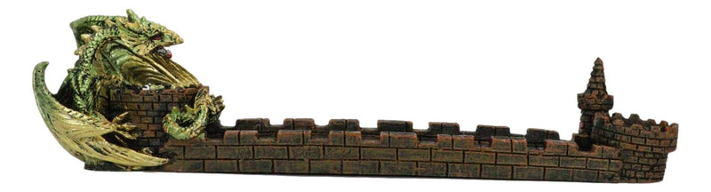 Green Dragon Perching On Castle Parapet Allure Roof Incense Burner Figurine