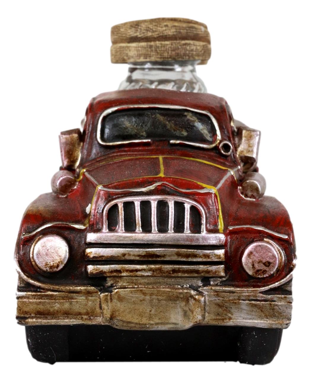 Vintage Red Fire Truck Engine Figurine Holder For Glass Salt and Pepper Shakers