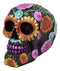 Ebros Black Day of The Dead Floral Blooms Sugar Skull Figurine Skulls 6" Long