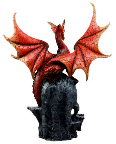 Ebros Volcanic Dragon Statue 19"H Guardian Of Fossil Cave Crystal Mine LED Night Light