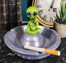 Flying Saucer Spaceship UFO Green ET Roswell Alien Smoking Cigarette Ashtray