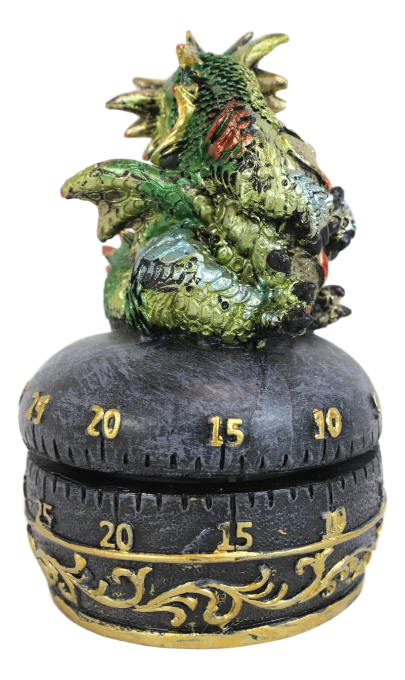 Green Baby Wyrmling Dragon Holding Egg Decorative Kitchen Timer Figurine 60 Min