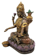 Ebros Hindu Goddess Lakshmi Meditating On Lotus Throne Statue 6.5"Tall Figurine