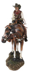 Western Desert Cowboy On Saddleback Riding Brown Stallion Horse Figurine