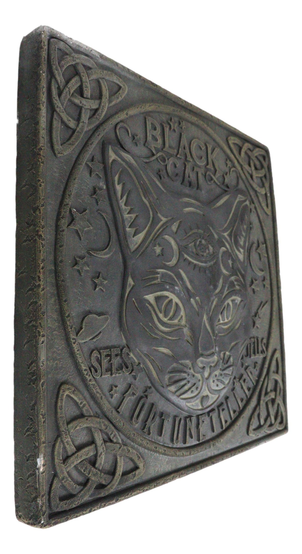 Wicca Halloween Black Cat Sees and Tells Fortune Teller Resin Stepping Stone