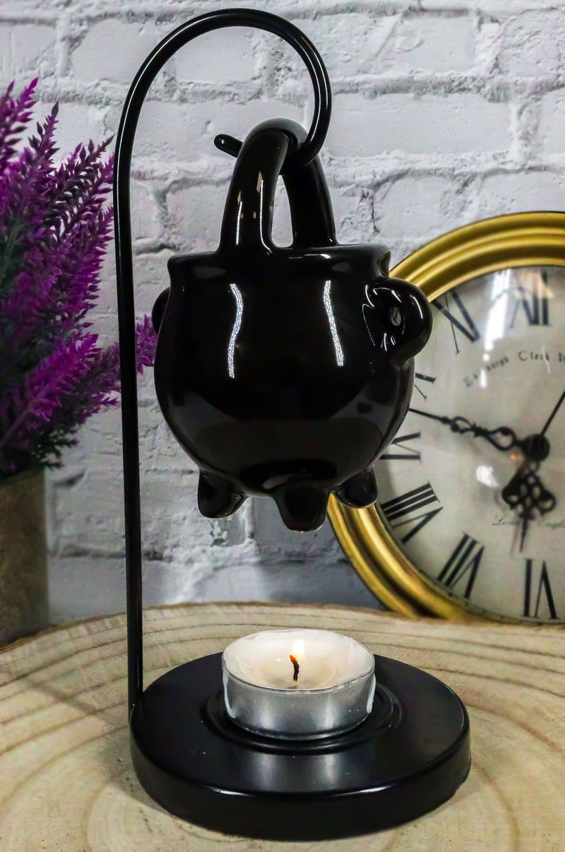 Wicca Witchcraft Hanging Ceramic Black Cauldron Essential Oil Burner Warmer