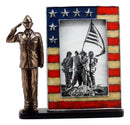 Ebros U.S. Military Air Force Uniformed Airman Saluting Picture Frame Figurine Decorative Tabletop Picture Frame With US Flag Borders