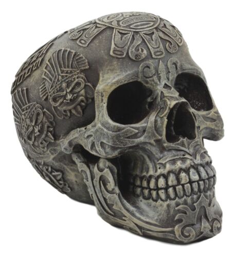 Mesoamerican Maya Aztec Skull Statue 5"Tall Tribal Tattoo Mexica Pantheon Gods