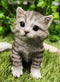 Ebros Lifelike Sitting Grey Tabby Cat Statue 6.75" Tall with Glass Eyes Hand Painted Realistic Feline Kitten Cat Decor Figurine