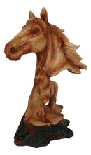 Rustic Western Stallion Horse Bust With Mustang Sculpture In Faux Wood Finish