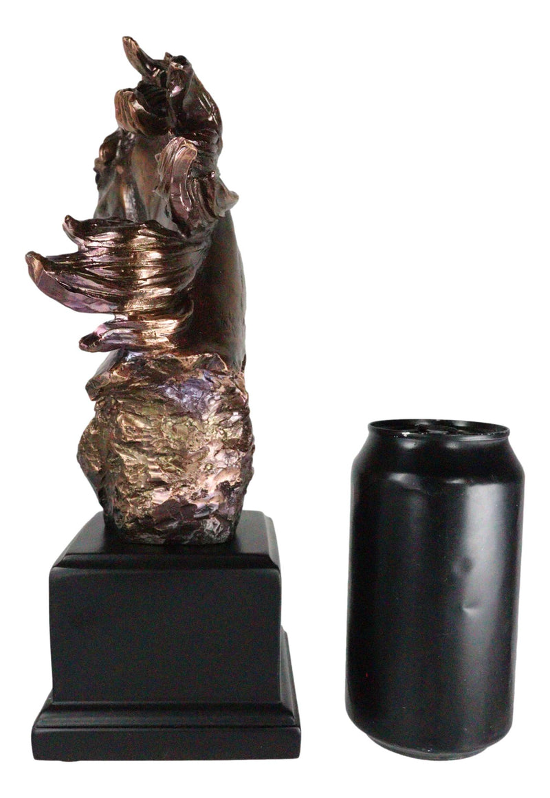 Western Wildlife Running Horse Stallion Head Bust Figurine With Trophy Base