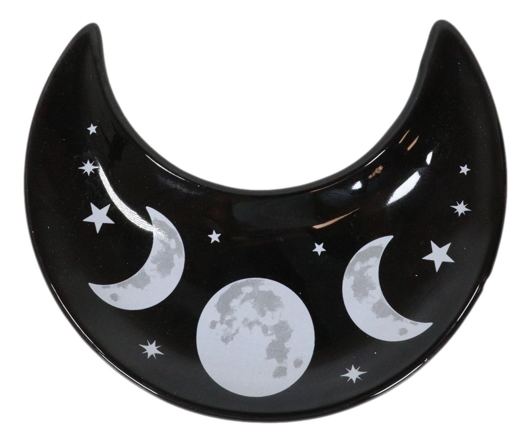 Wicca Occult Triple Moon Goddess Ceramic Trinket Jewelry Dish Or Appetizer Plate