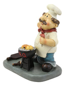 BBQ Pitmaster Grilling Chef Holding Sausage in A Fork Wine Bottle Holder Statue