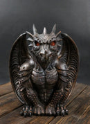 Gothic Winged Dragon Guard Gargoyle With Translucent Eyes Candle Holder Figurine